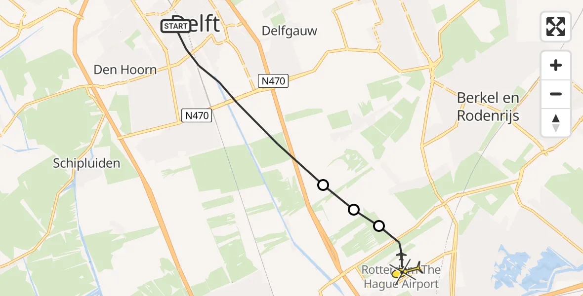 Routekaart van de vlucht: Lifeliner 2 naar Rotterdam The Hague Airport