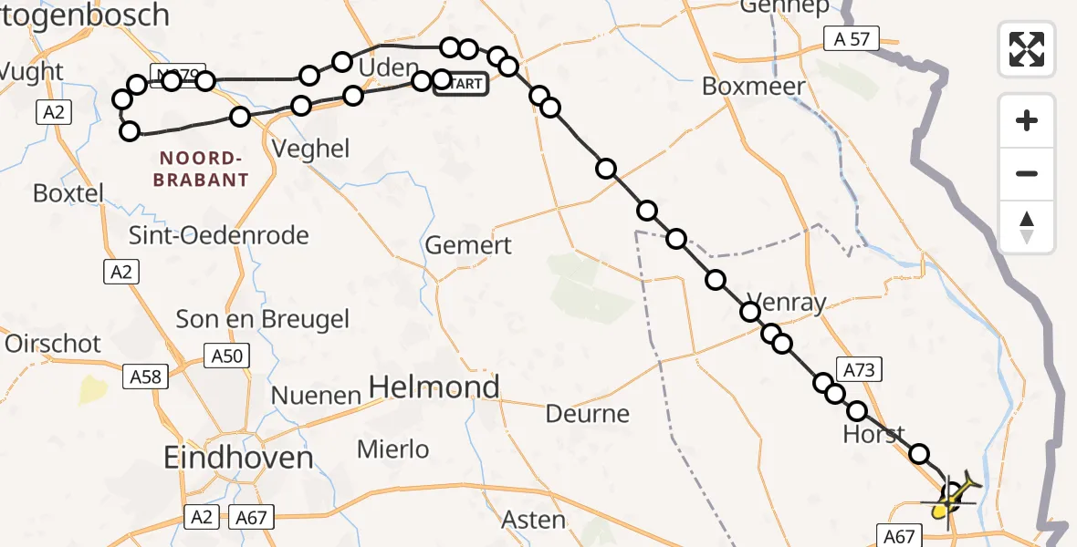 Routekaart van de vlucht: Lifeliner 3 naar Grubbenvorst