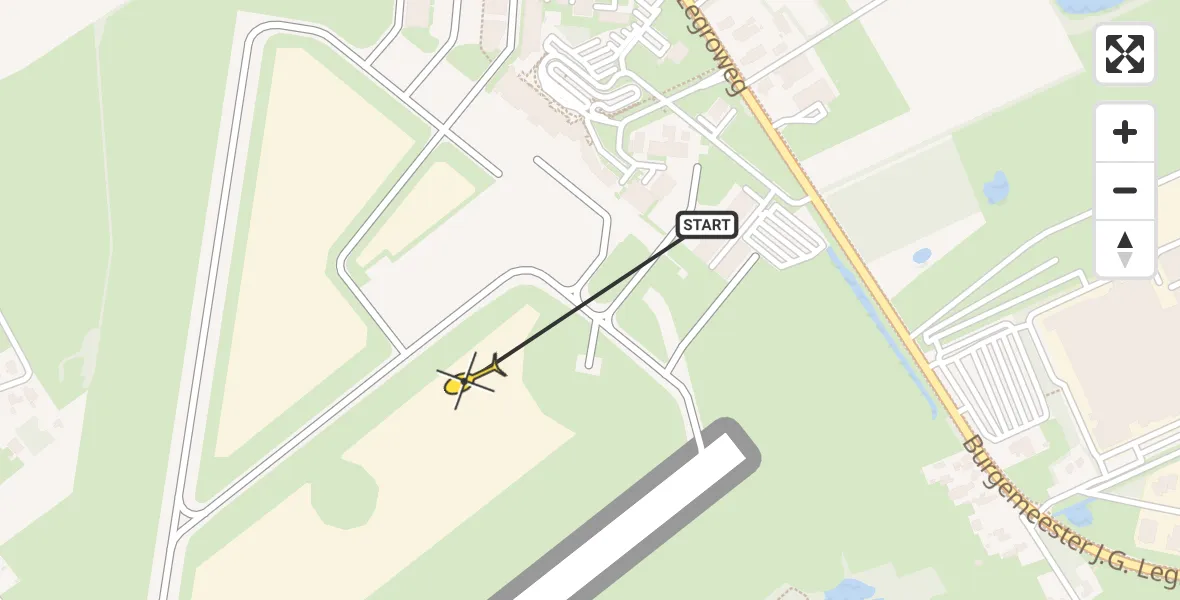 Routekaart van de vlucht: Traumahelikopter naar Groningen Airport Eelde