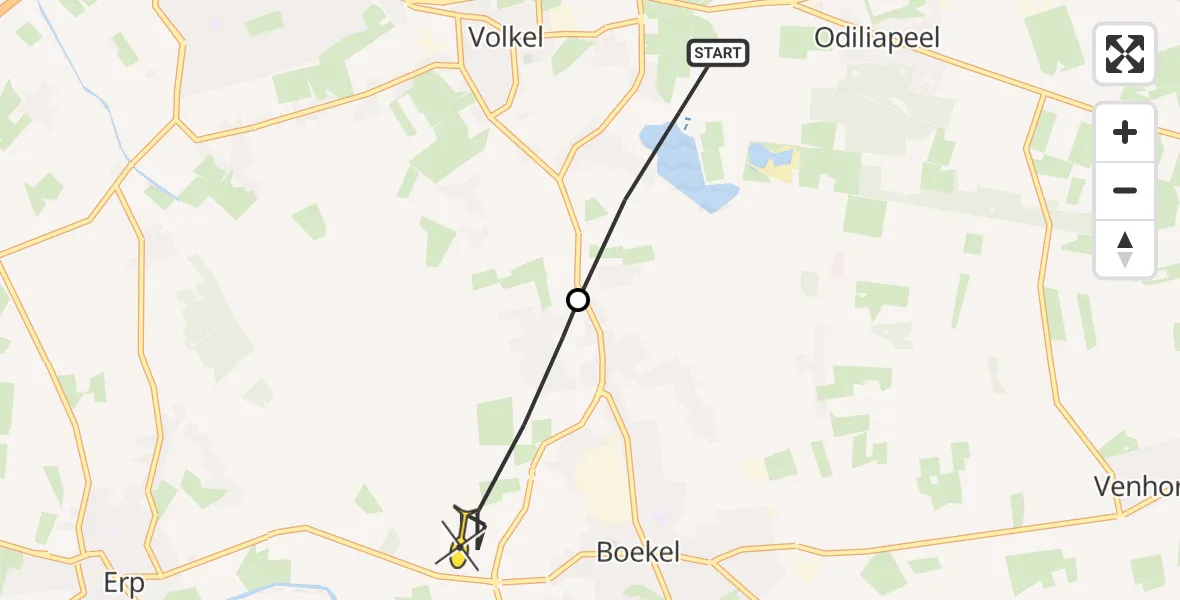 Routekaart van de vlucht: Lifeliner 3 naar Boekel