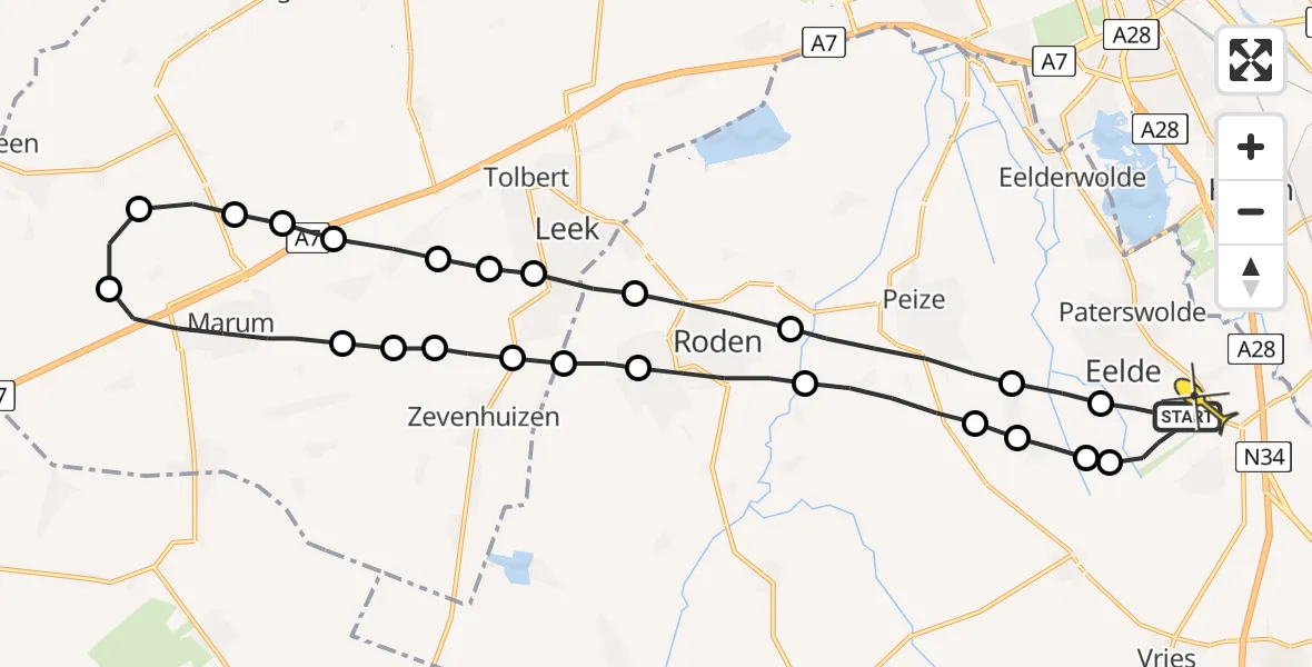 Routekaart van de vlucht: Lifeliner 4 naar Groningen Airport Eelde