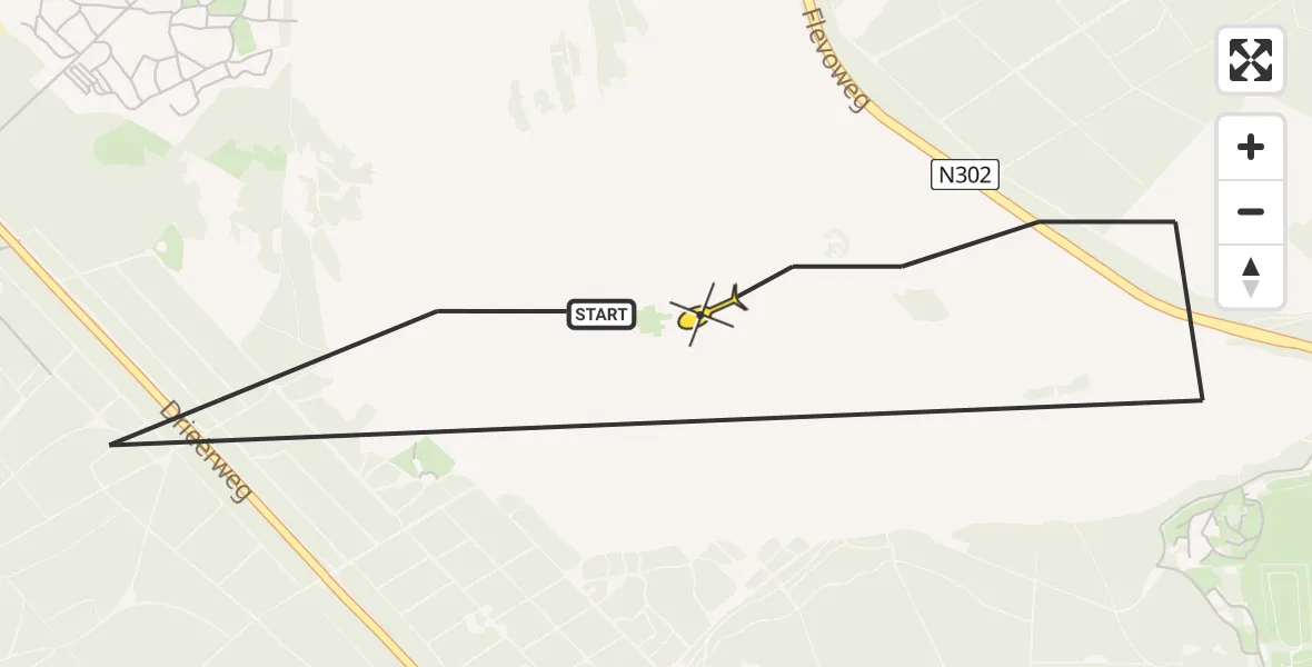 Routekaart van de vlucht: Politiehelikopter naar Ermelo