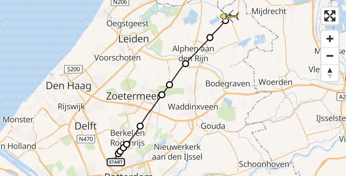 Routekaart van de vlucht: Lifeliner 2 naar Nieuwveen