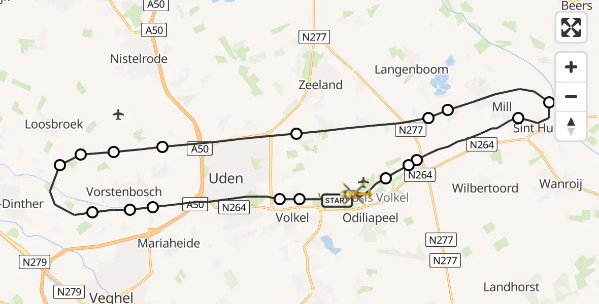 Vluchtroute Traumahelikopter Vliegbasis Volkel - Vliegbasis Volkel, 24 december 2022, 11:22