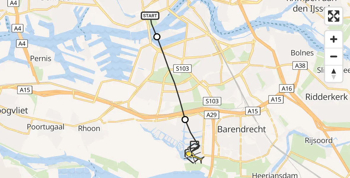 Routekaart van de vlucht: Lifeliner 2 naar Barendrecht