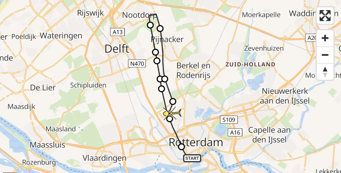 Routekaart van de vlucht: Lifeliner 2 naar Rotterdam The Hague Airport