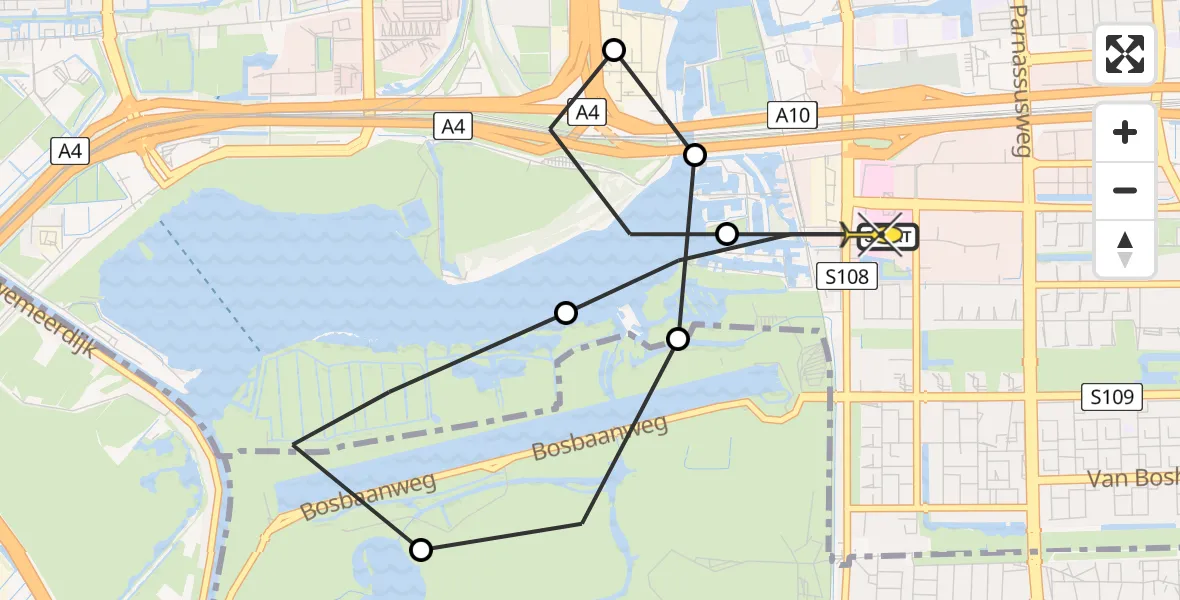 Routekaart van de vlucht: Lifeliner 1 naar VU Medisch Centrum Amsterdam