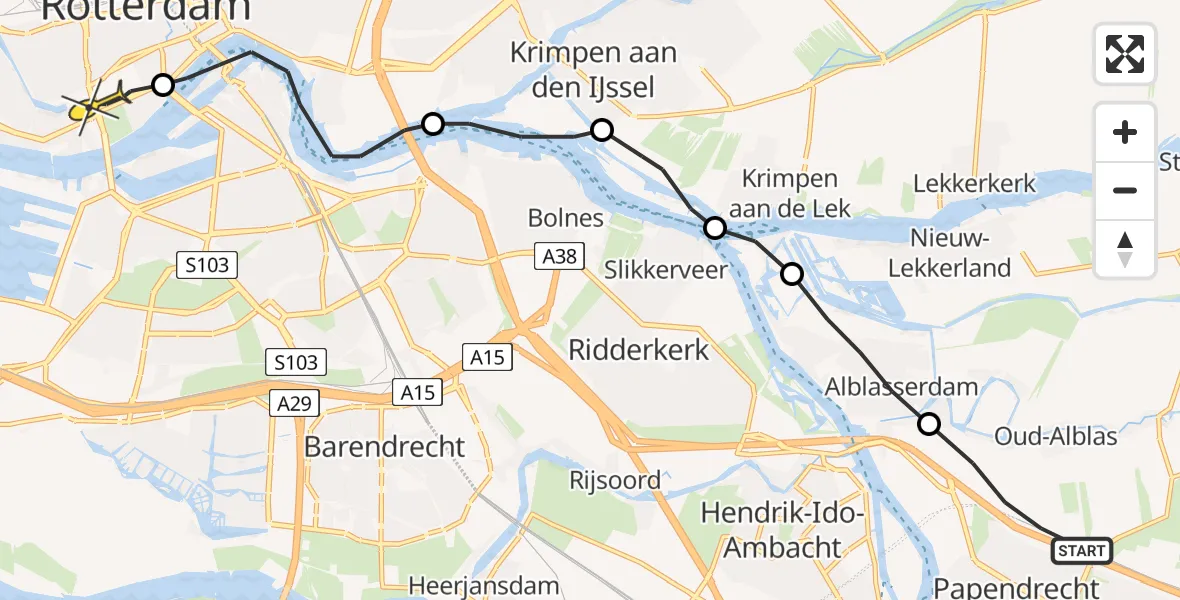 Routekaart van de vlucht: Lifeliner 2 naar Erasmus MC