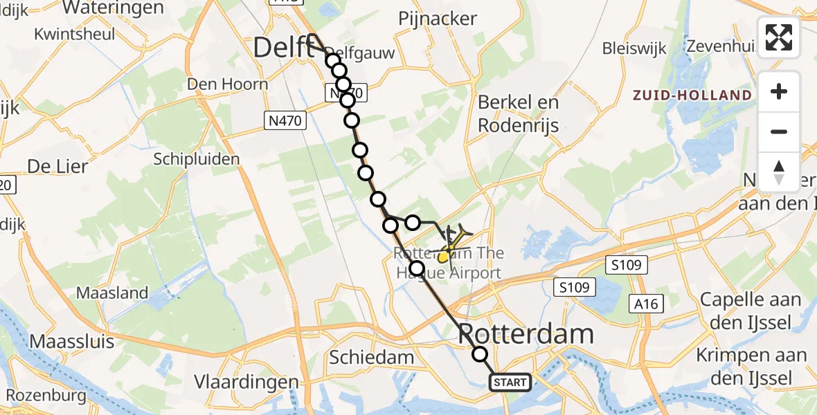 Routekaart van de vlucht: Lifeliner 2 naar Rotterdam The Hague Airport