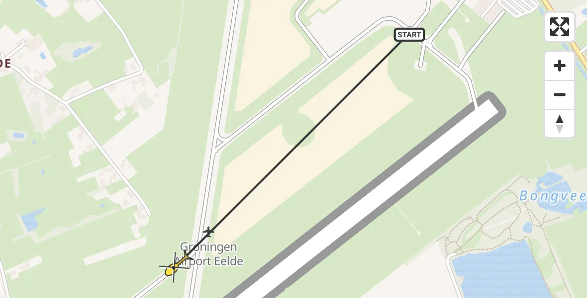 Routekaart van de vlucht: Traumahelikopter naar Groningen Airport Eelde
