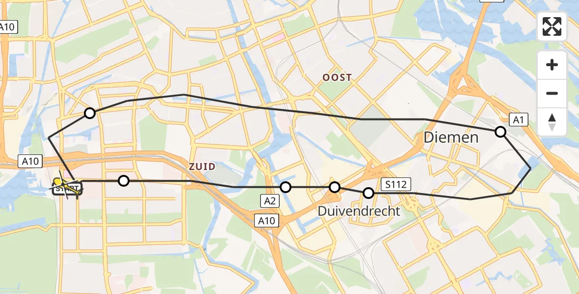 Routekaart van de vlucht: Lifeliner 1 naar VU Medisch Centrum Amsterdam
