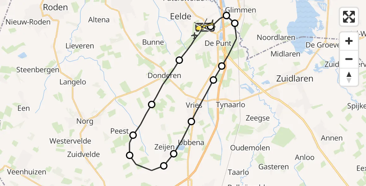 Routekaart van de vlucht: Lifeliner 4 naar Groningen Airport Eelde