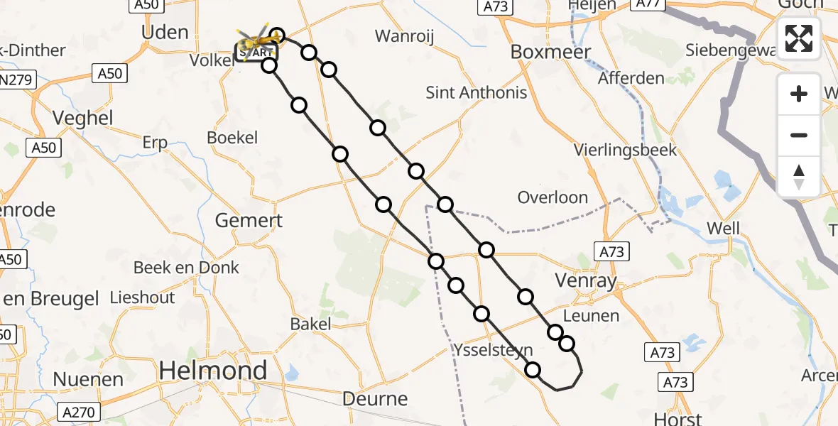 Vluchtroute Traumahelikopter Vliegbasis Volkel - Vliegbasis Volkel, 26 december 2022, 09:44