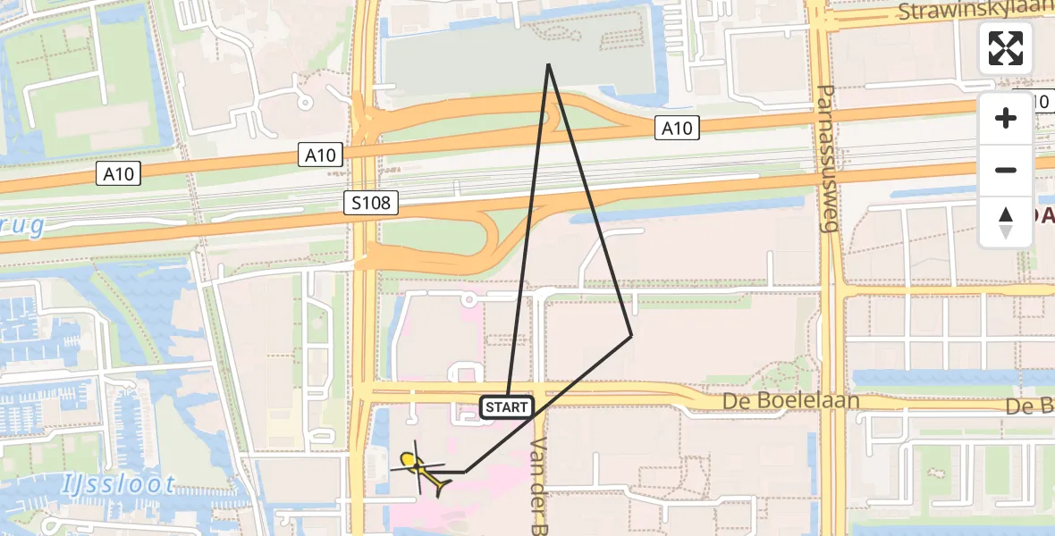 Routekaart van de vlucht: Lifeliner 1 naar VU Medisch Centrum Amsterdam