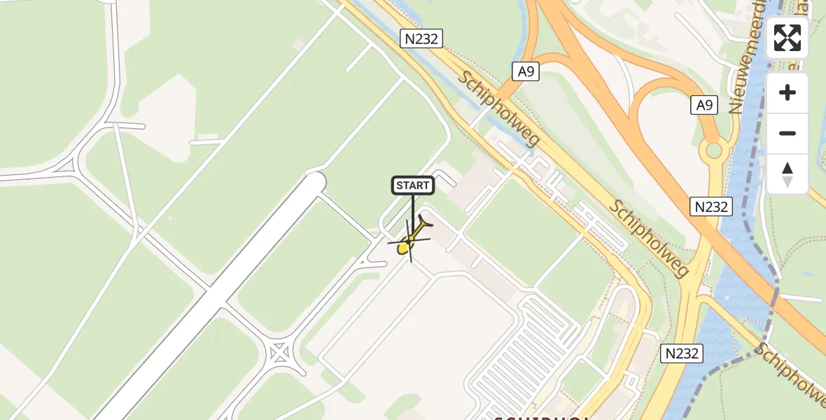 Vluchtroute Politiehelikopter van Schiphol naar Schiphol