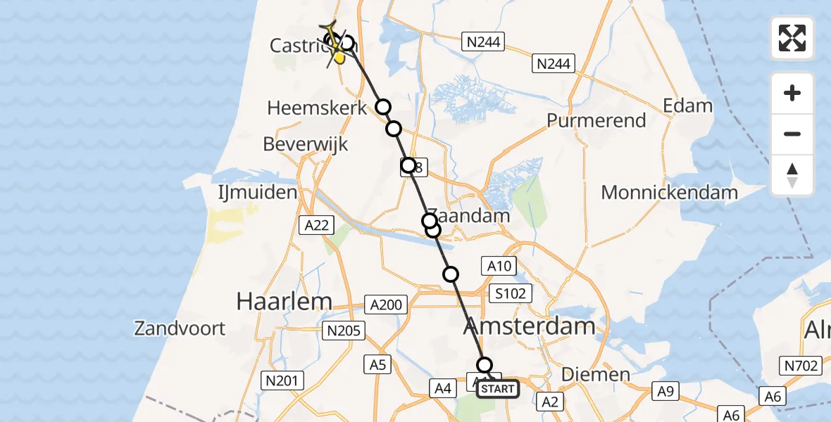 Routekaart van de vlucht: Lifeliner 1 naar Limmen