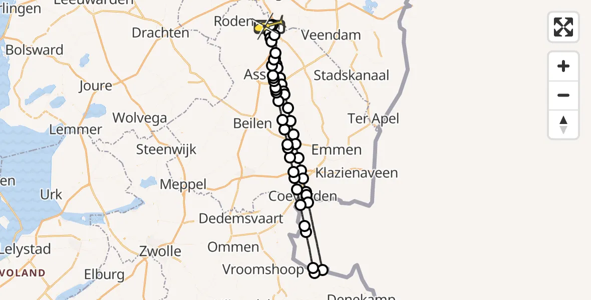 Routekaart van de vlucht: Lifeliner 4 naar Groningen Airport Eelde