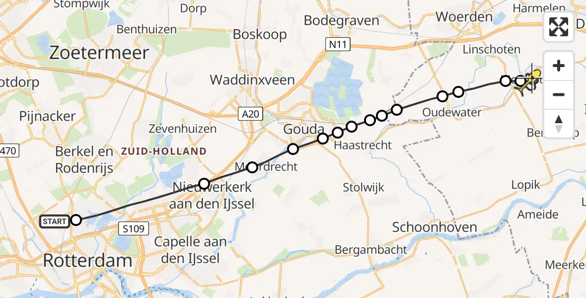 Routekaart van de vlucht: Lifeliner 2 naar Montfoort