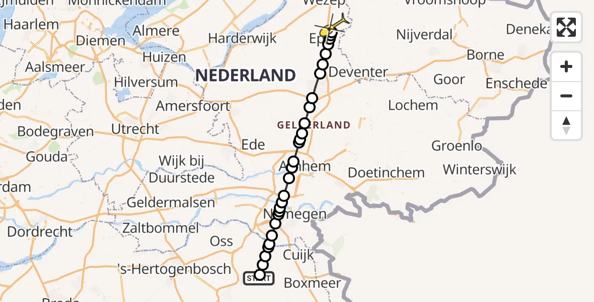 Routekaart van de vlucht: Lifeliner 3 naar Heerde