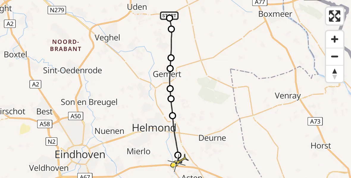 Routekaart van de vlucht: Lifeliner 3 naar Ommel