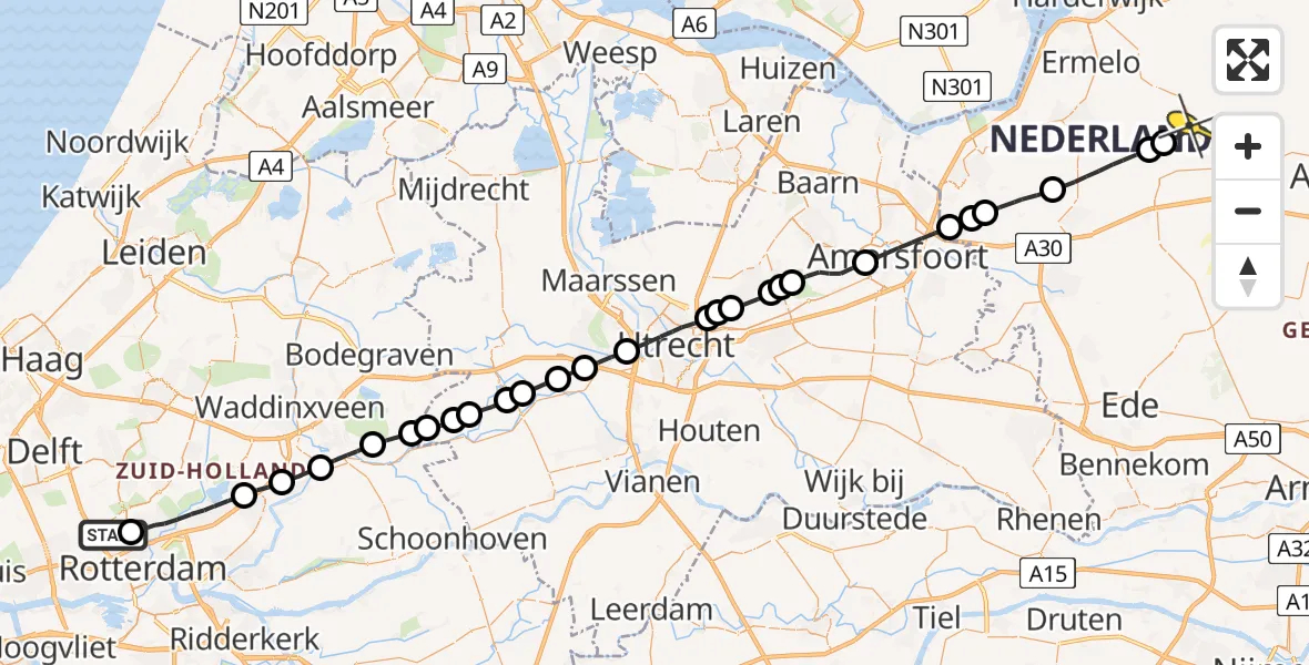 Routekaart van de vlucht: Lifeliner 2 naar Ermelo