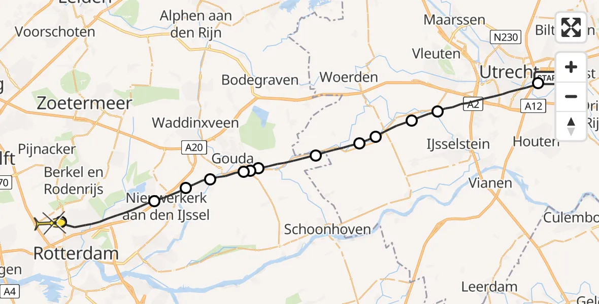 Routekaart van de vlucht: Lifeliner 2 naar Rotterdam The Hague Airport