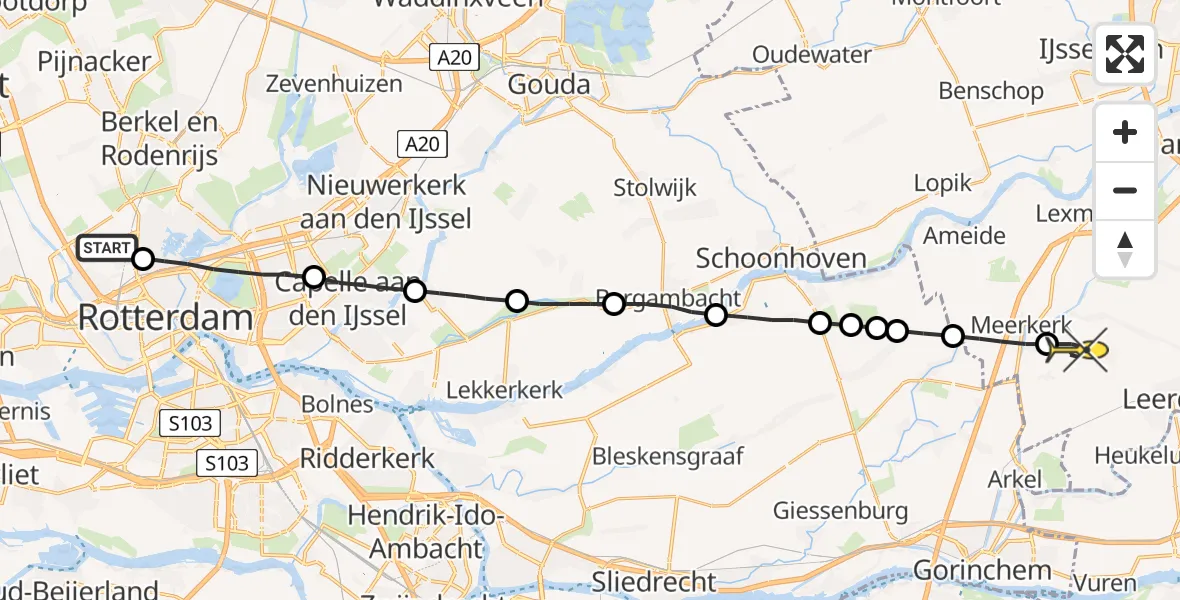 Routekaart van de vlucht: Lifeliner 2 naar Leerbroek