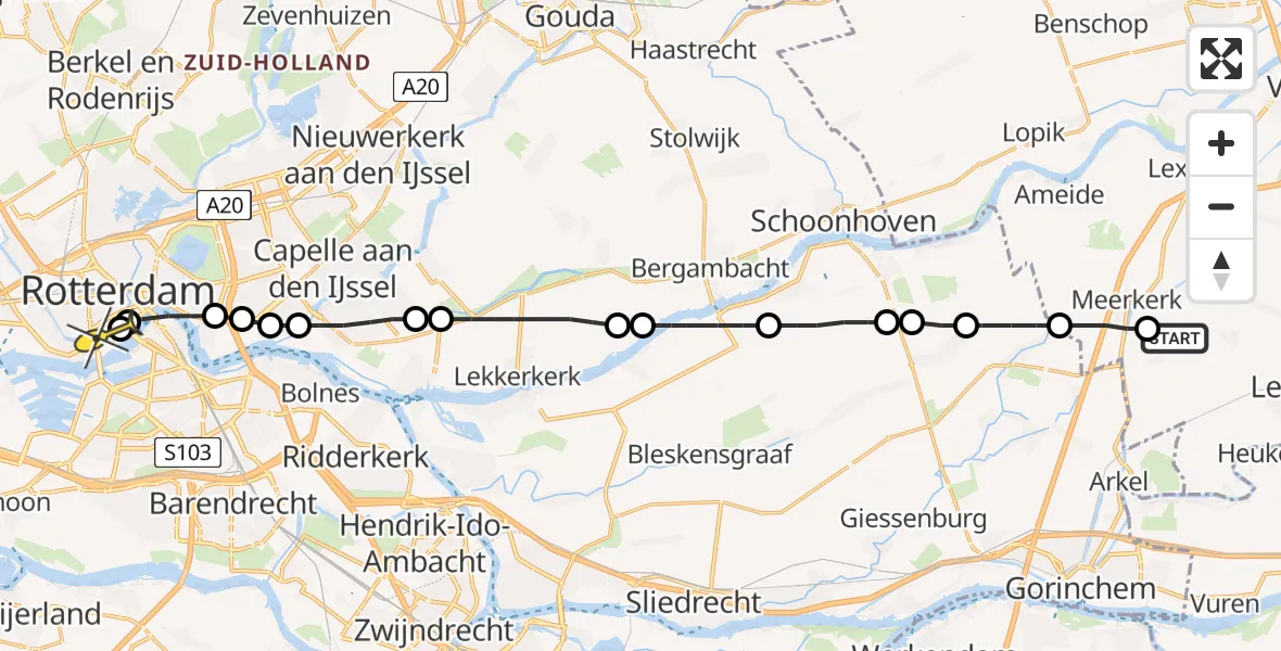 Routekaart van de vlucht: Lifeliner 2 naar Erasmus MC