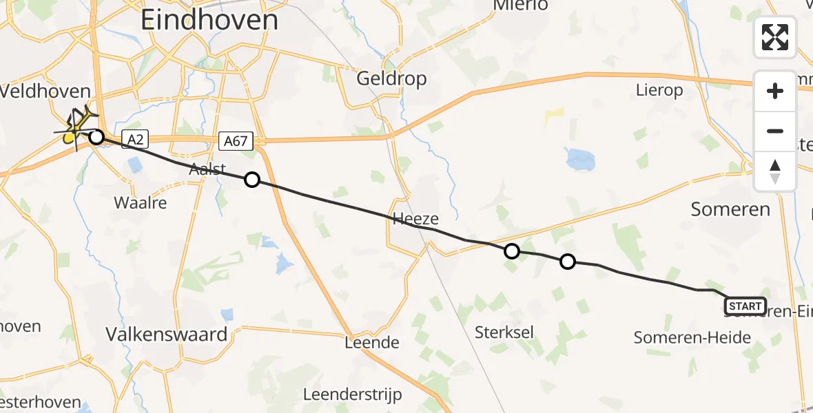 Routekaart van de vlucht: Lifeliner 3 naar Veldhoven