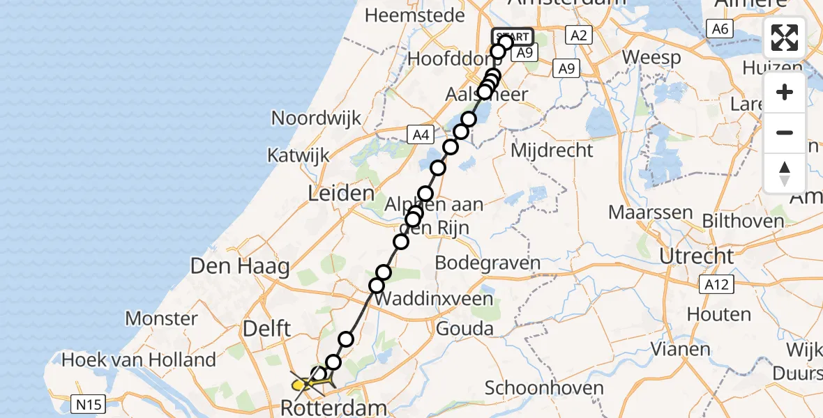 Routekaart van de vlucht: Lifeliner 2 naar Rotterdam The Hague Airport