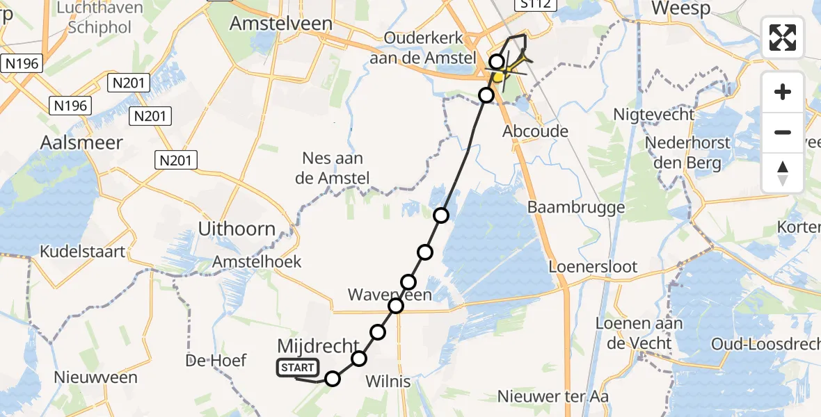 Routekaart van de vlucht: Lifeliner 1 naar Academisch Medisch Centrum (AMC)