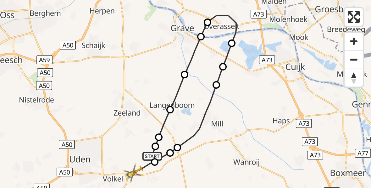 Vluchtroute Traumahelikopter Vliegbasis Volkel - Vliegbasis Volkel, 28 december 2022, 10:02