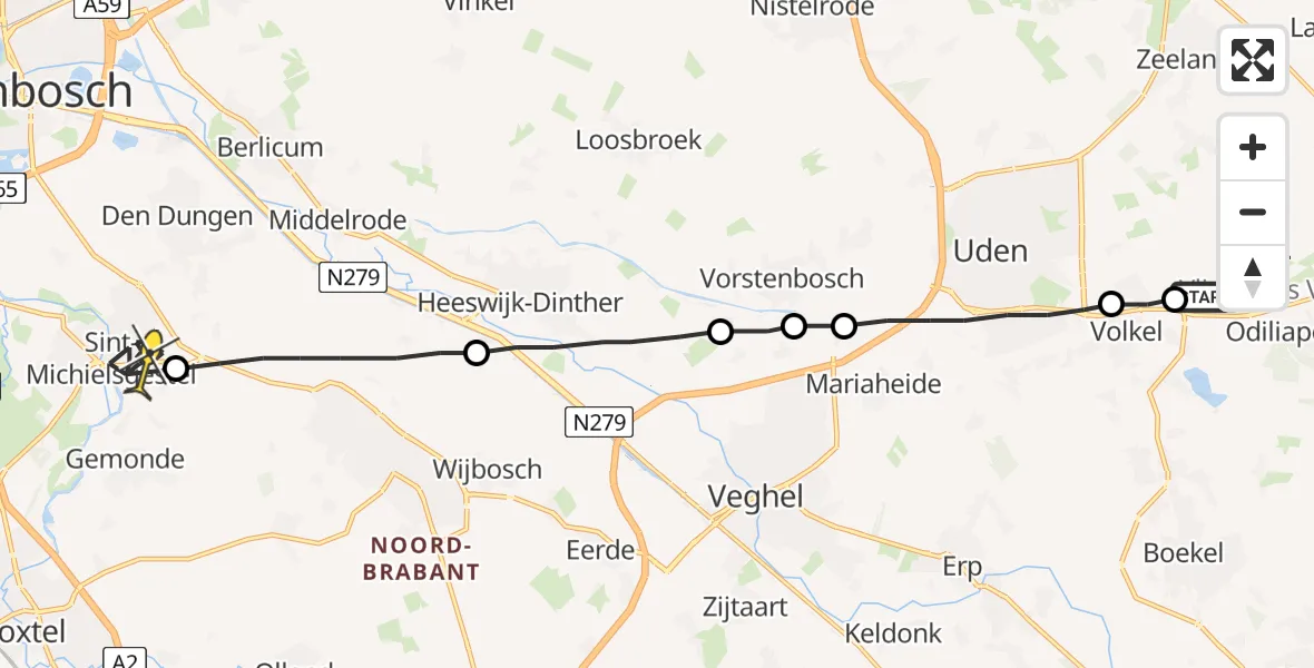 Routekaart van de vlucht: Lifeliner 3 naar Sint-Michielsgestel