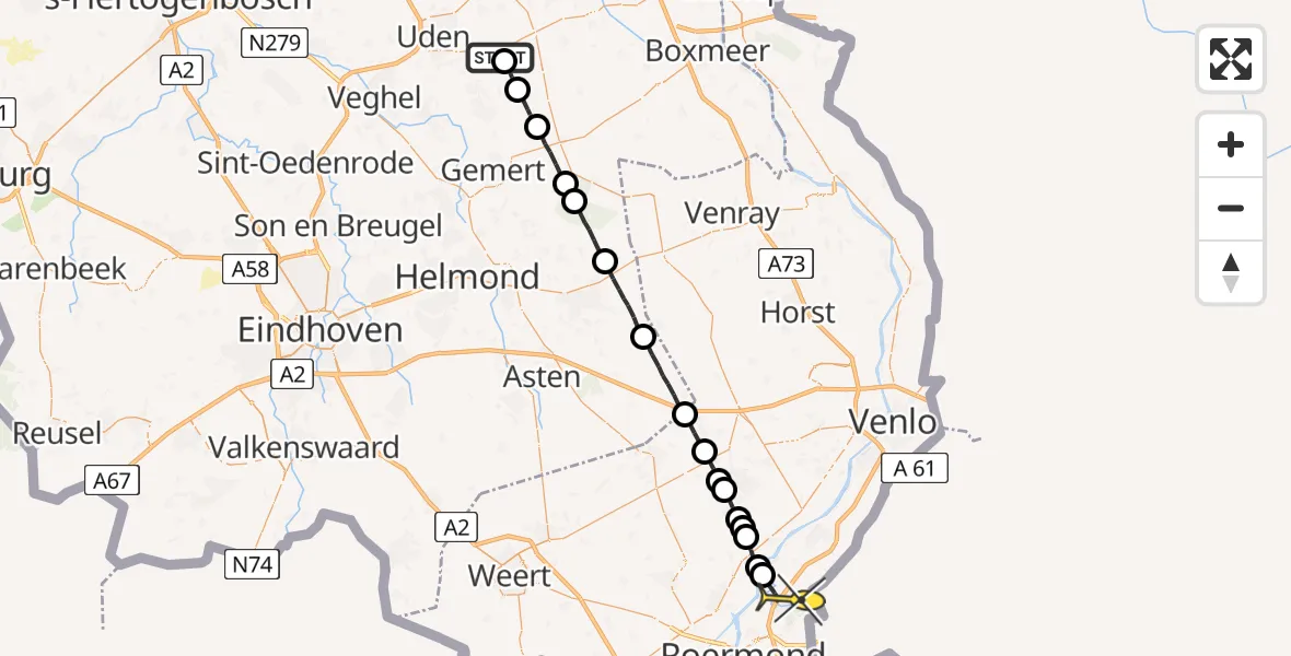 Routekaart van de vlucht: Lifeliner 3 naar Swalmen