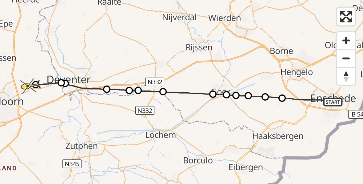 Routekaart van de vlucht: Lifeliner 1 naar Vliegveld Teuge