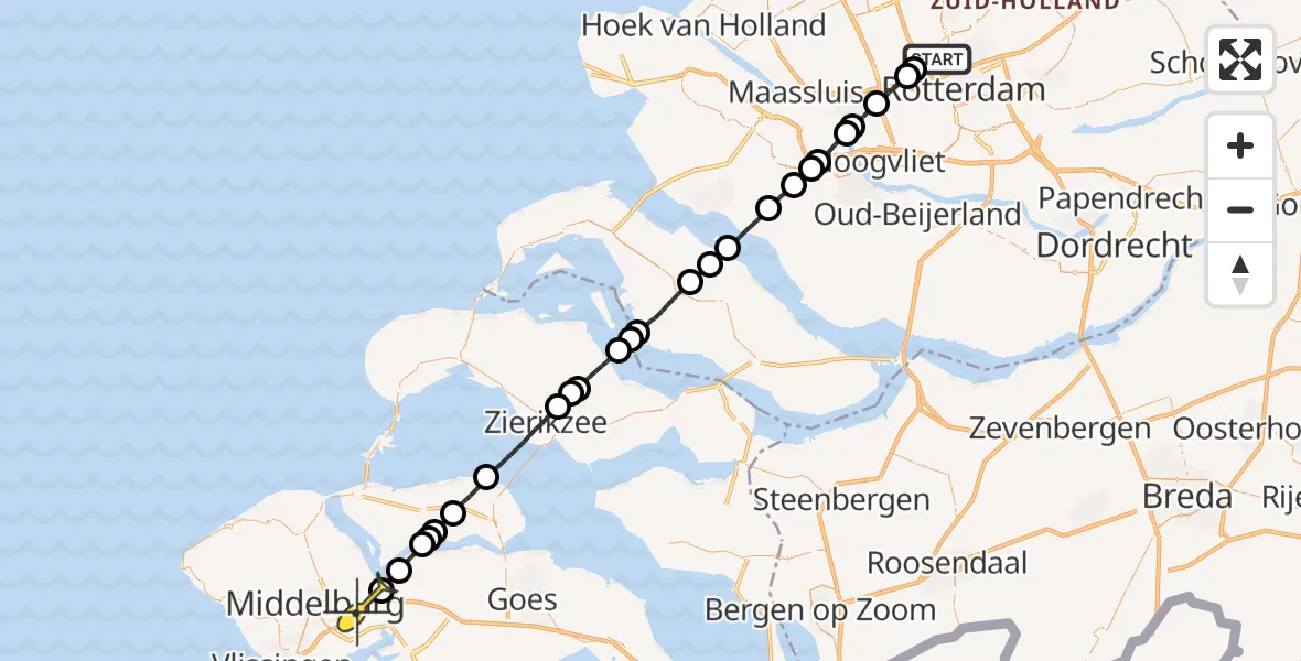 Routekaart van de vlucht: Lifeliner 2 naar Arnemuiden