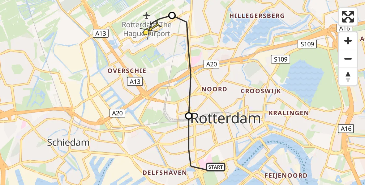 Routekaart van de vlucht: Lifeliner 2 naar Rotterdam The Hague Airport