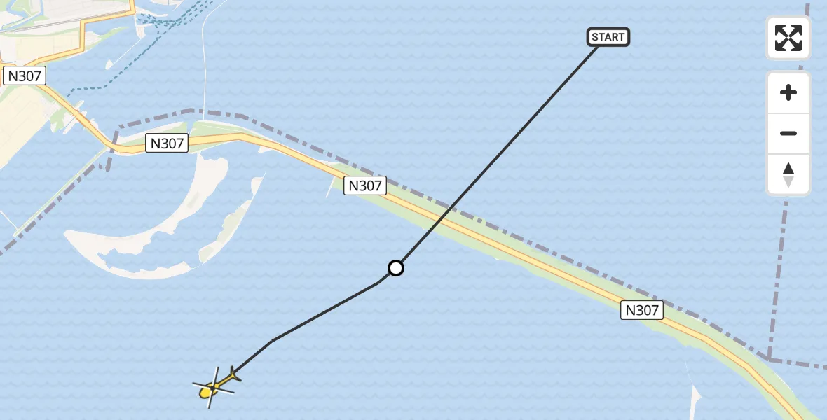 Routekaart van de vlucht: Politiehelikopter naar Lelystad