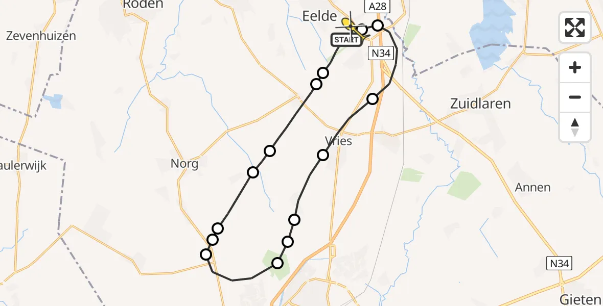 Routekaart van de vlucht: Lifeliner 4 naar Groningen Airport Eelde