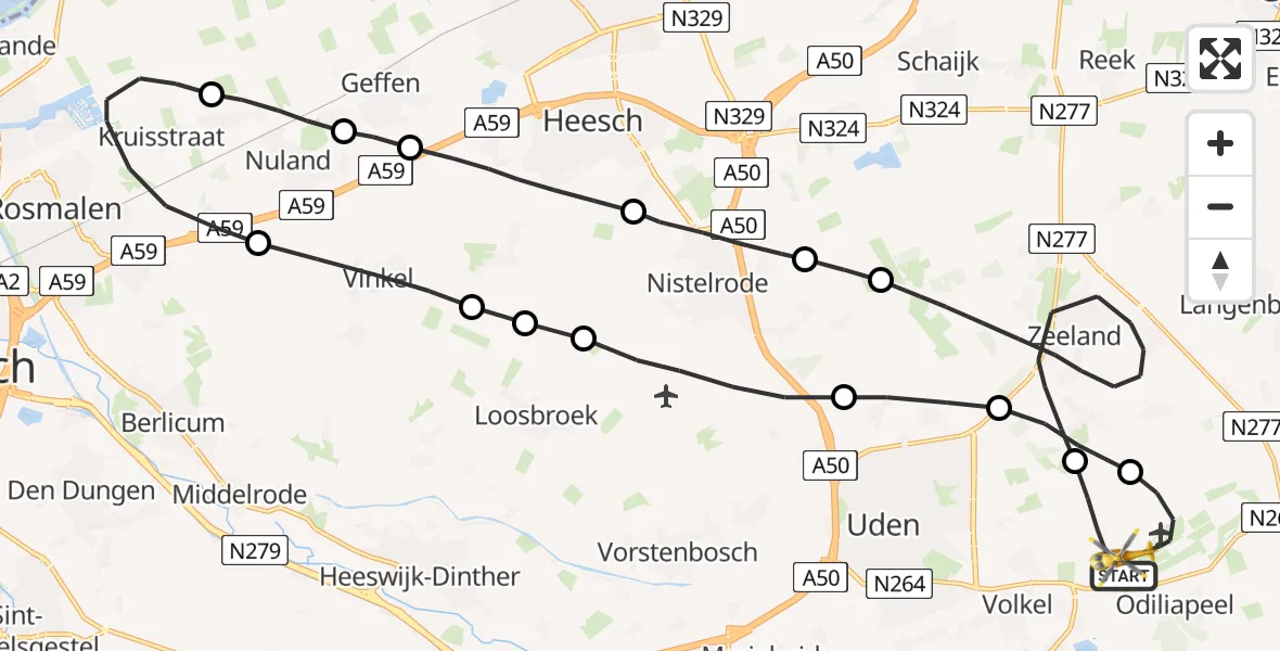 Vluchtroute Traumahelikopter Vliegbasis Volkel - Vliegbasis Volkel, 30 december 2022, 00:05
