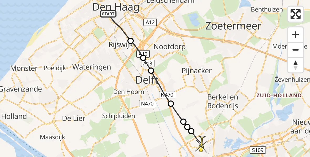 Routekaart van de vlucht: Lifeliner 2 naar Rotterdam The Hague Airport