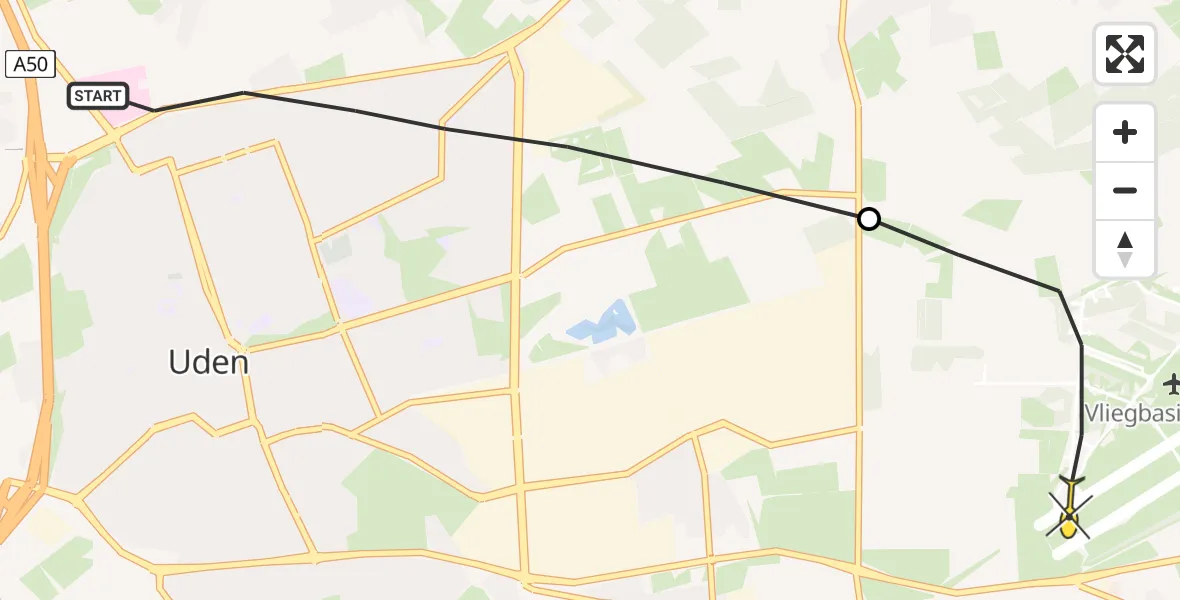 Routekaart van de vlucht: Lifeliner 3 naar Vliegbasis Volkel