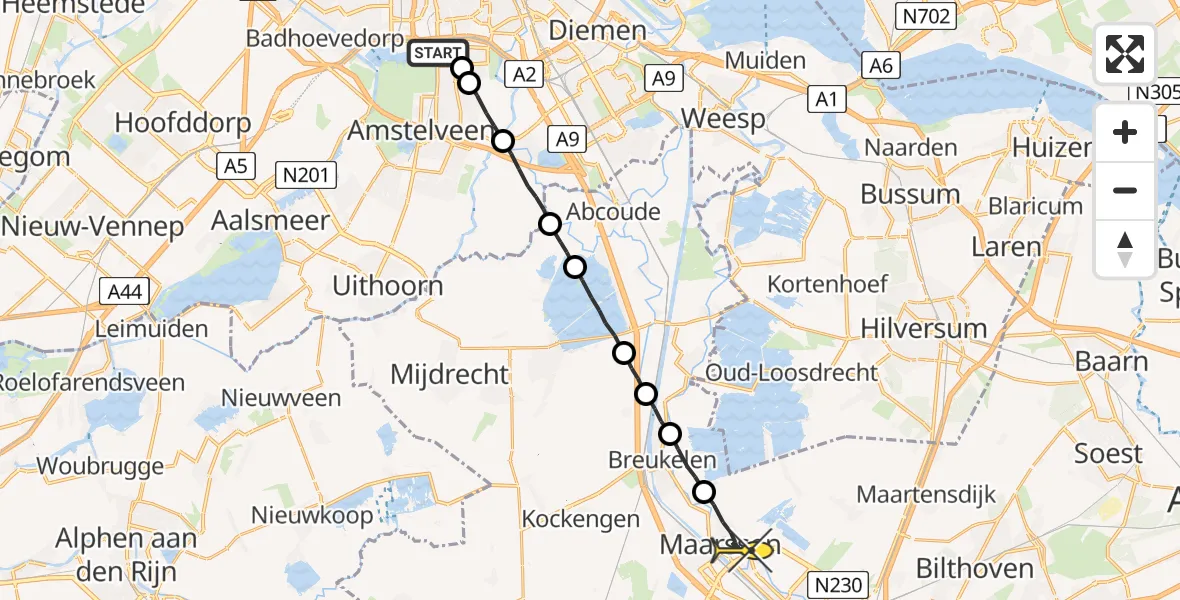 Routekaart van de vlucht: Lifeliner 1 naar Maarssen