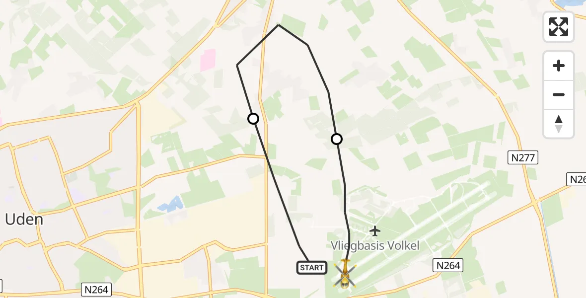 Vluchtroute Traumahelikopter Vliegbasis Volkel - Vliegbasis Volkel, 30 december 2022, 13:18