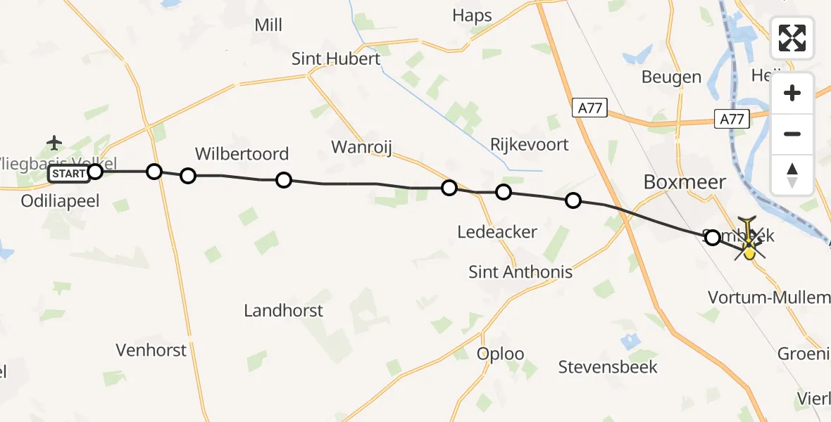 Routekaart van de vlucht: Lifeliner 3 naar Sambeek