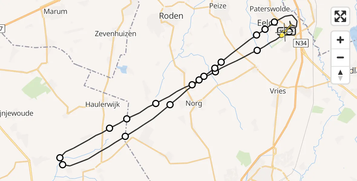 Routekaart van de vlucht: Lifeliner 4 naar Groningen Airport Eelde