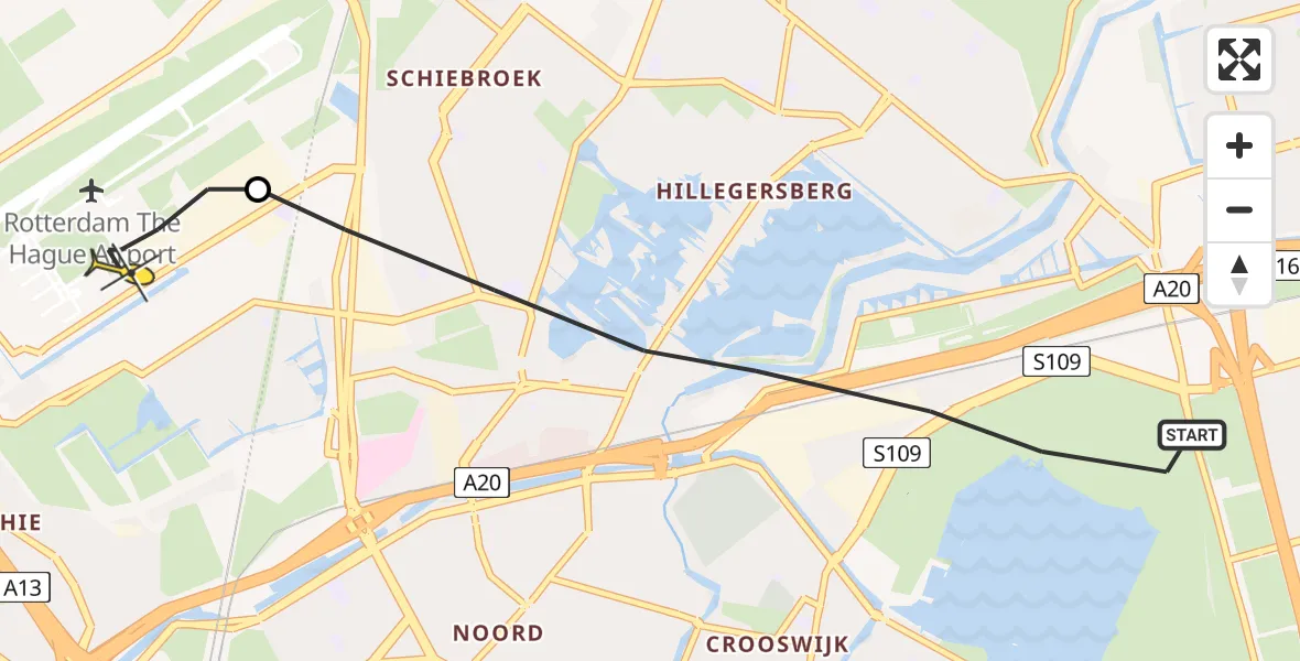 Routekaart van de vlucht: Lifeliner 2 naar Rotterdam The Hague Airport