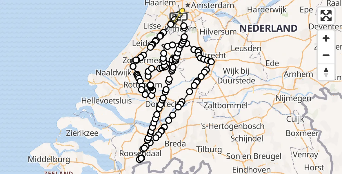 Vluchtroute Politiehelikopter van Schiphol naar Schiphol