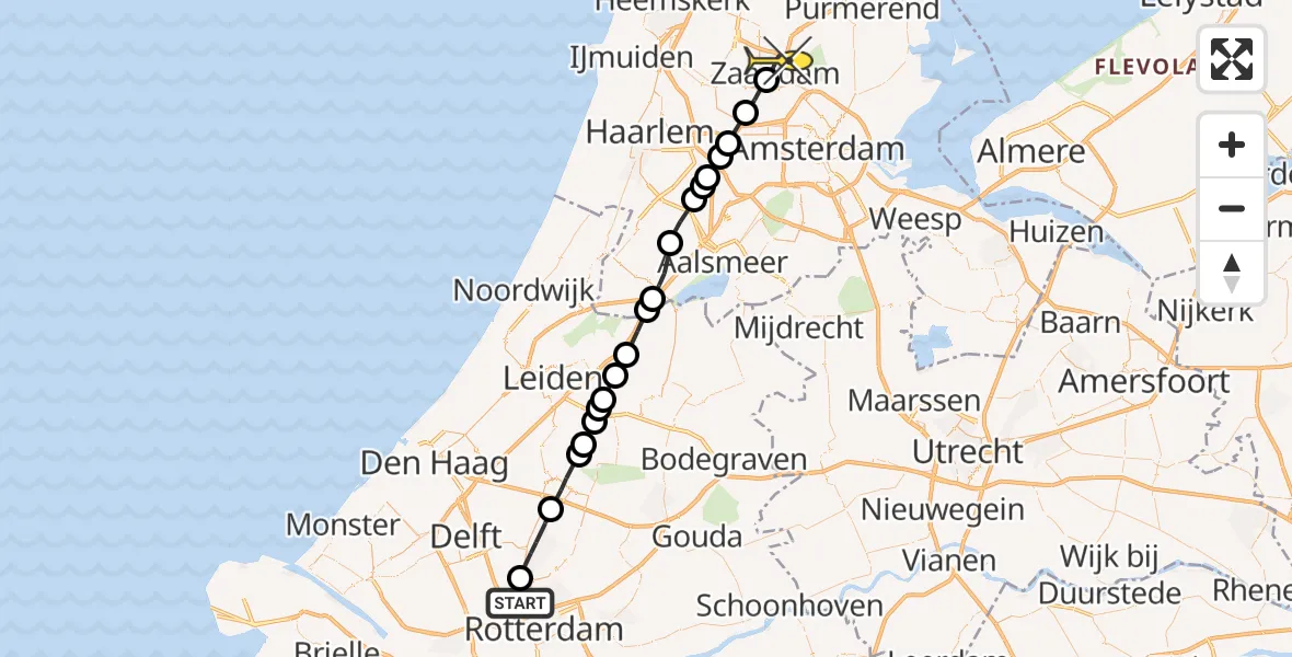 Routekaart van de vlucht: Lifeliner 2 naar Zaandam