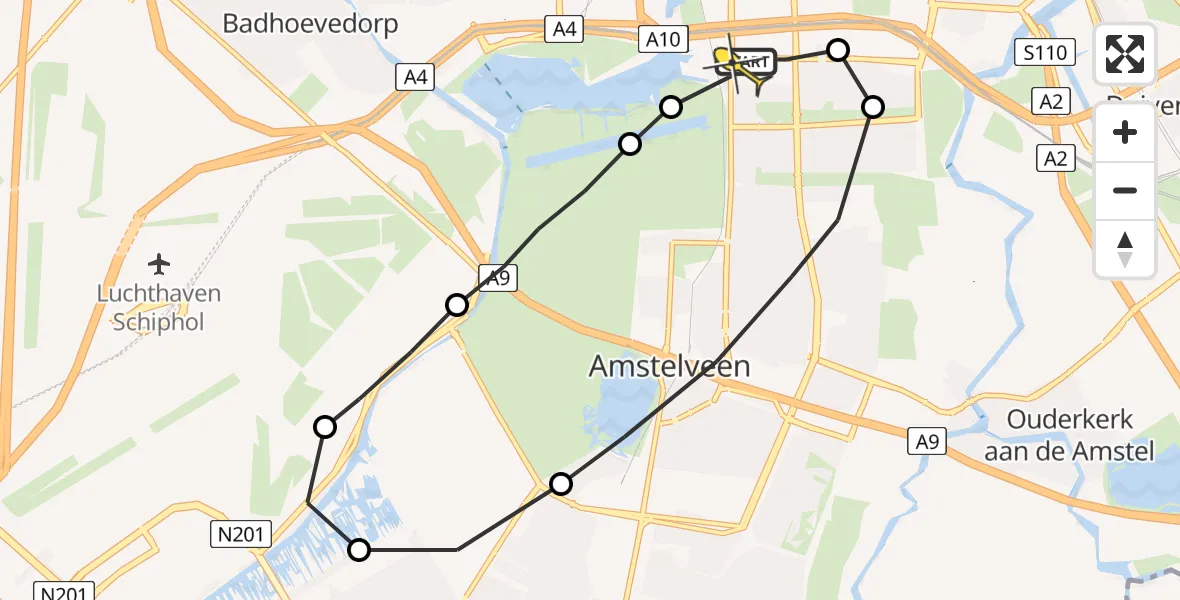 Routekaart van de vlucht: Lifeliner 1 naar VU Medisch Centrum Amsterdam